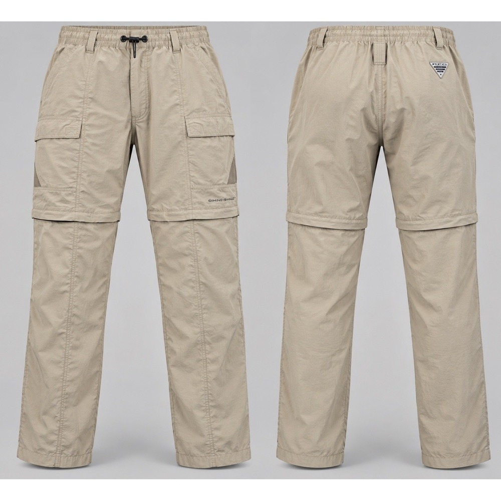 Columbia Titanium Convertible Pants Mens XL Beige Cargo Omni-Dry Travel Hiking
